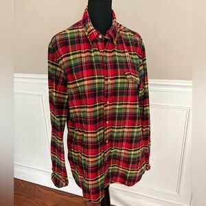 Ralph Lauren Men’s Button up red and green plaid flannel size Large classic fit